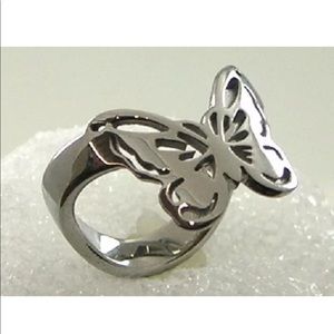 Butterfly Thumb Ring Stainless Steel Silver